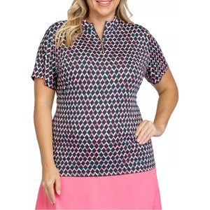Tail Women's Short Sleeve 1/4 Zip Shoulder Inserts Golf Polo 3X Plus Size